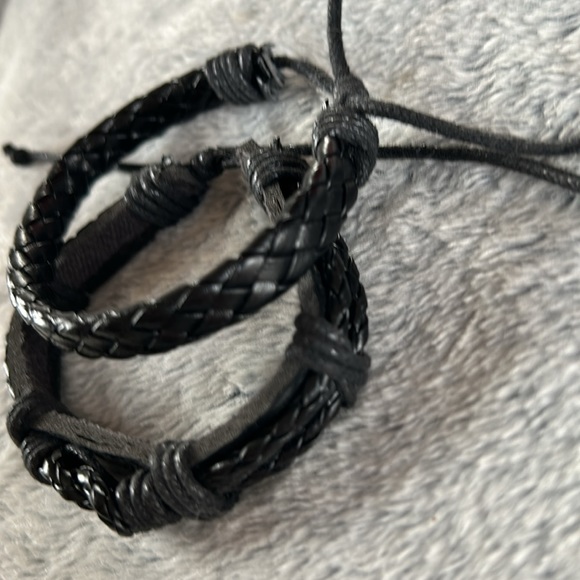 NWOT🌟Mens Black Multilayer Faux Leather Braided Bracelets - Picture 4 of 7